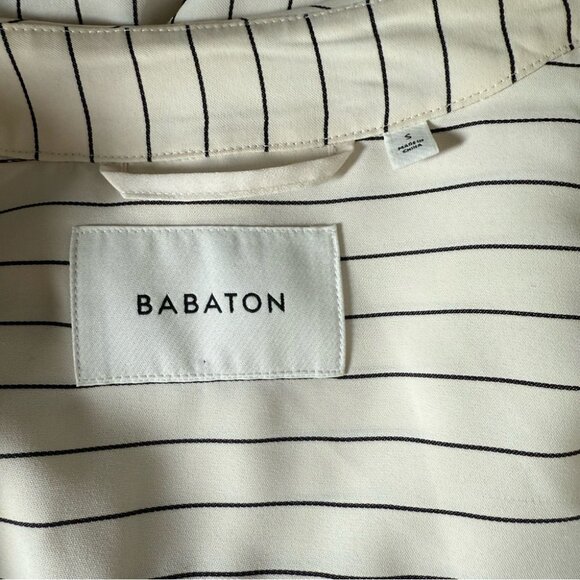 Aritzia Babaton Kahlo Cream Pinstripe Robe Jacket  Longline - Picture 8 of 13